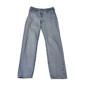 Levis Premium Big E Wedgie Straight Jeans Light Wash Blue Denim Womens 27X27